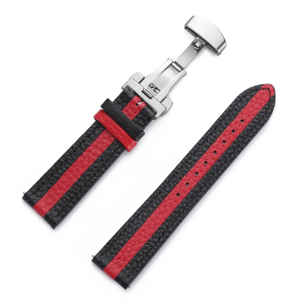 22mm 20mm Genuine Calfskin Leather Watchband for Omega Seiko Butterfly Buckle