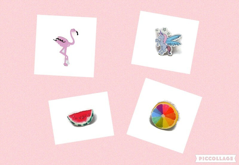 Unicorn Flamingo Watermelon and Citrus Novelty Brooch Cute Fun Retro