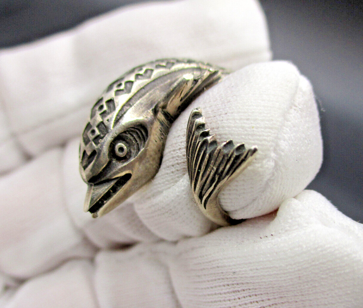 Silver Ring FISH 925 Sterling Designer Handmade Master Hallmarked RG 53