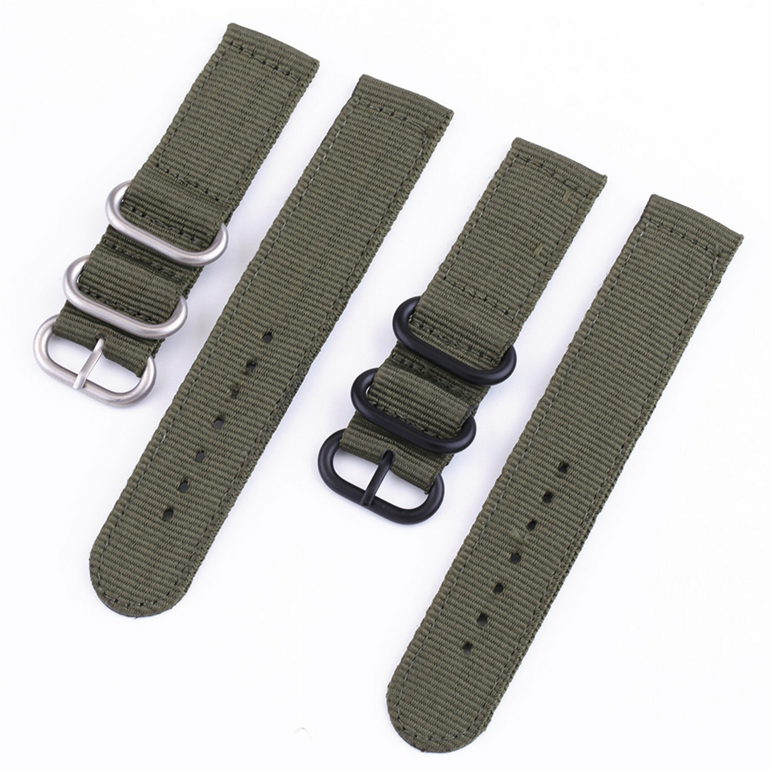 Weave Nylon Strap 22mm 18mm 20mm 24mm Wristband Watch Band w Silver Black Buckle