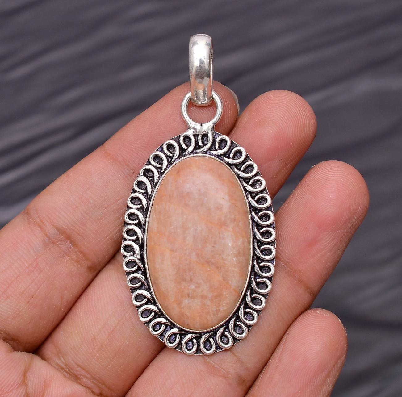 Orange Aventurine Gemstone 925 Sterling Silver Jewelry Pendant 2.16″