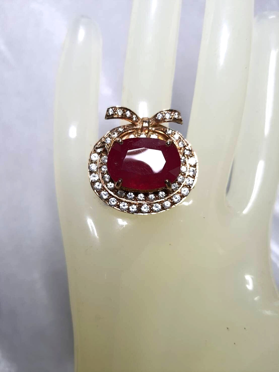 Ring NATURAL Red Ruby Pink gold filled 925 STERLING SILVER cherry gift Size 7