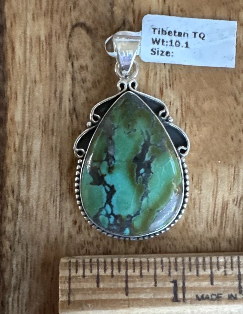 Beautiful Tibetan Turquoise Pendant, Sterling