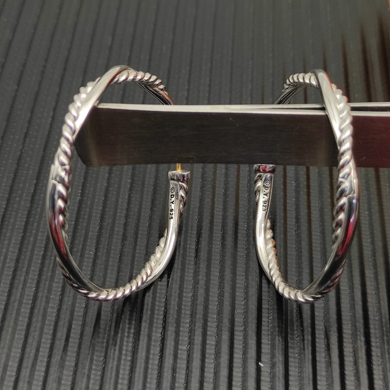 David Yurman Infinity Hoop Earrings Sterling Silver with Diamonds 42mm
