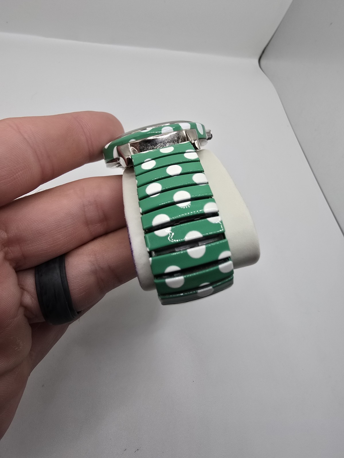Isaac Mizrahi Live! Women’s Quartz Analog Polka Dot Green Dial Silver Bracelet