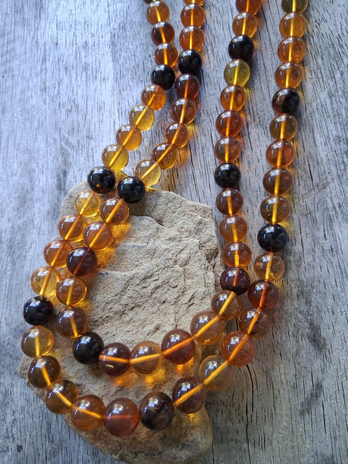 100% Natural Amber Multicolor Beaded Strand Necklace 125 pc., 11.2mm, 97.2 grams