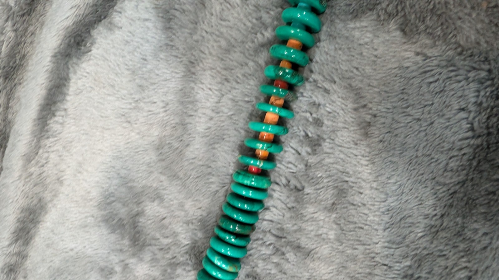 Handmade, Red, Green, Blue, Orange And Black Howlite Beaded Necklace, New