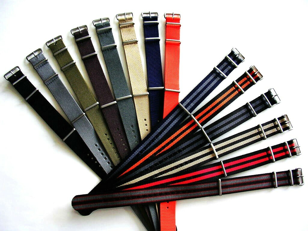 NATO G10 watch band strap Black Red stripe 20mm Premium Nylon RAF Bond IW Suisse