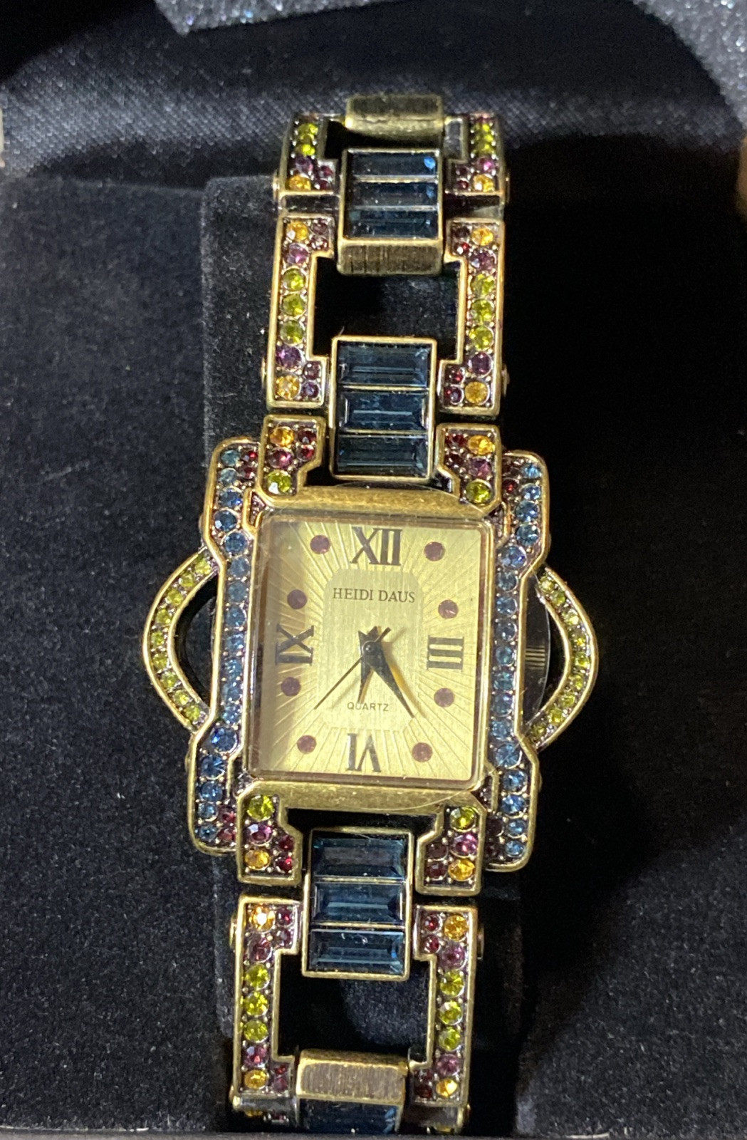 Heidi Daus Women’s Bracelet Watch Rectangle Art Deco Swarovski Crystals NEW