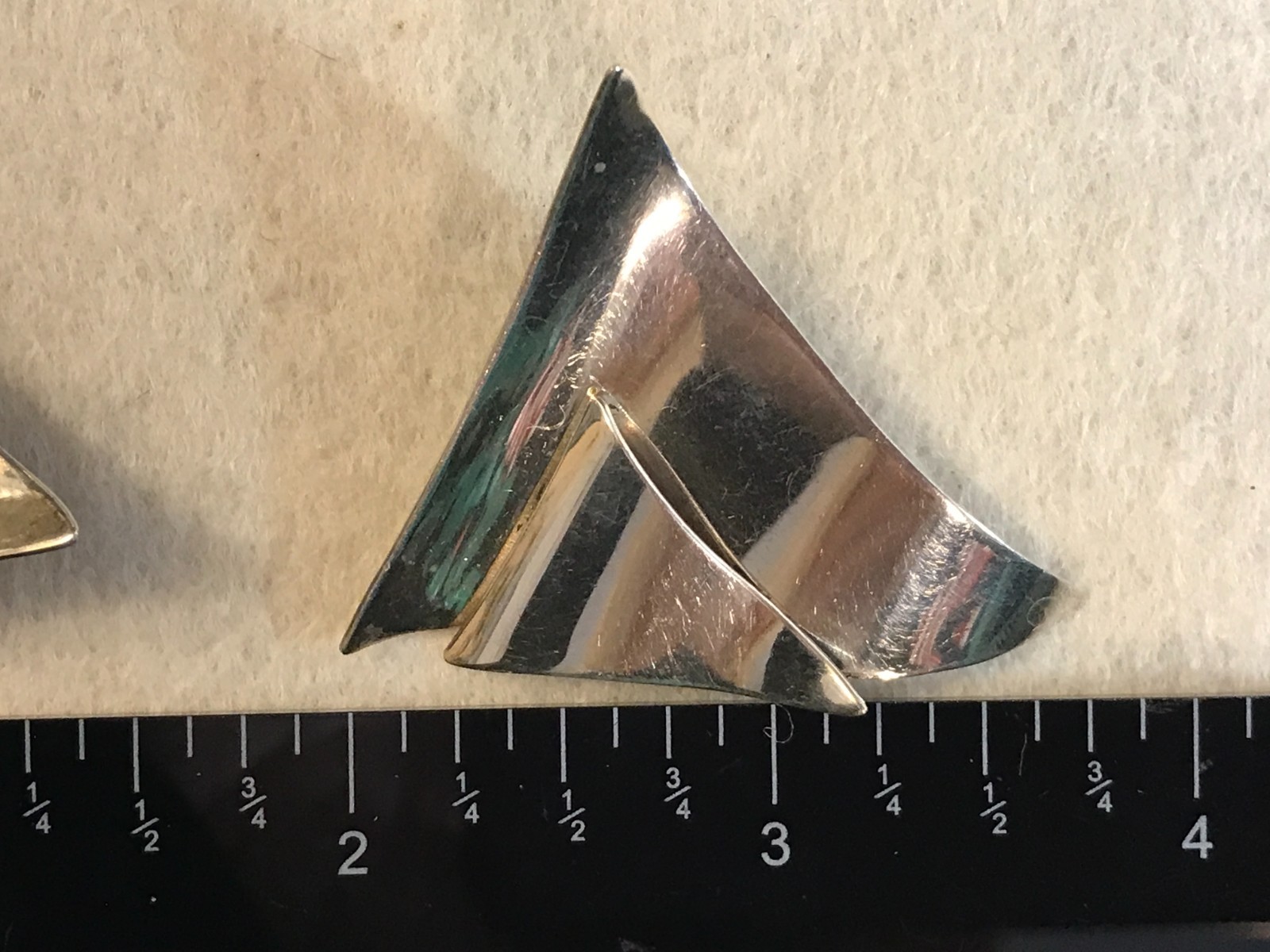 Sterling Silver Large Abstract Modern Triangular SUSAN CUMMINGS Clip Earrings