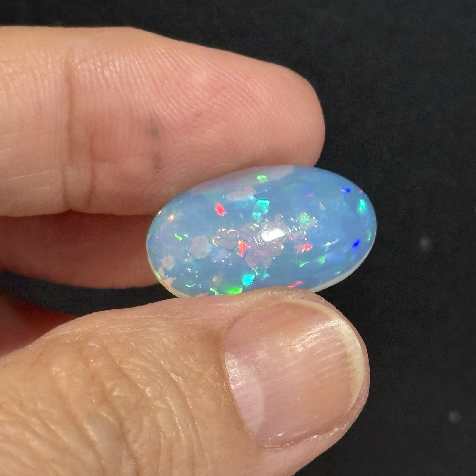 6.10ct 20.7×12.7×4.7mm Fine Galaxy Pin Fire Ethiopian Welo Opal Oval Cabochon