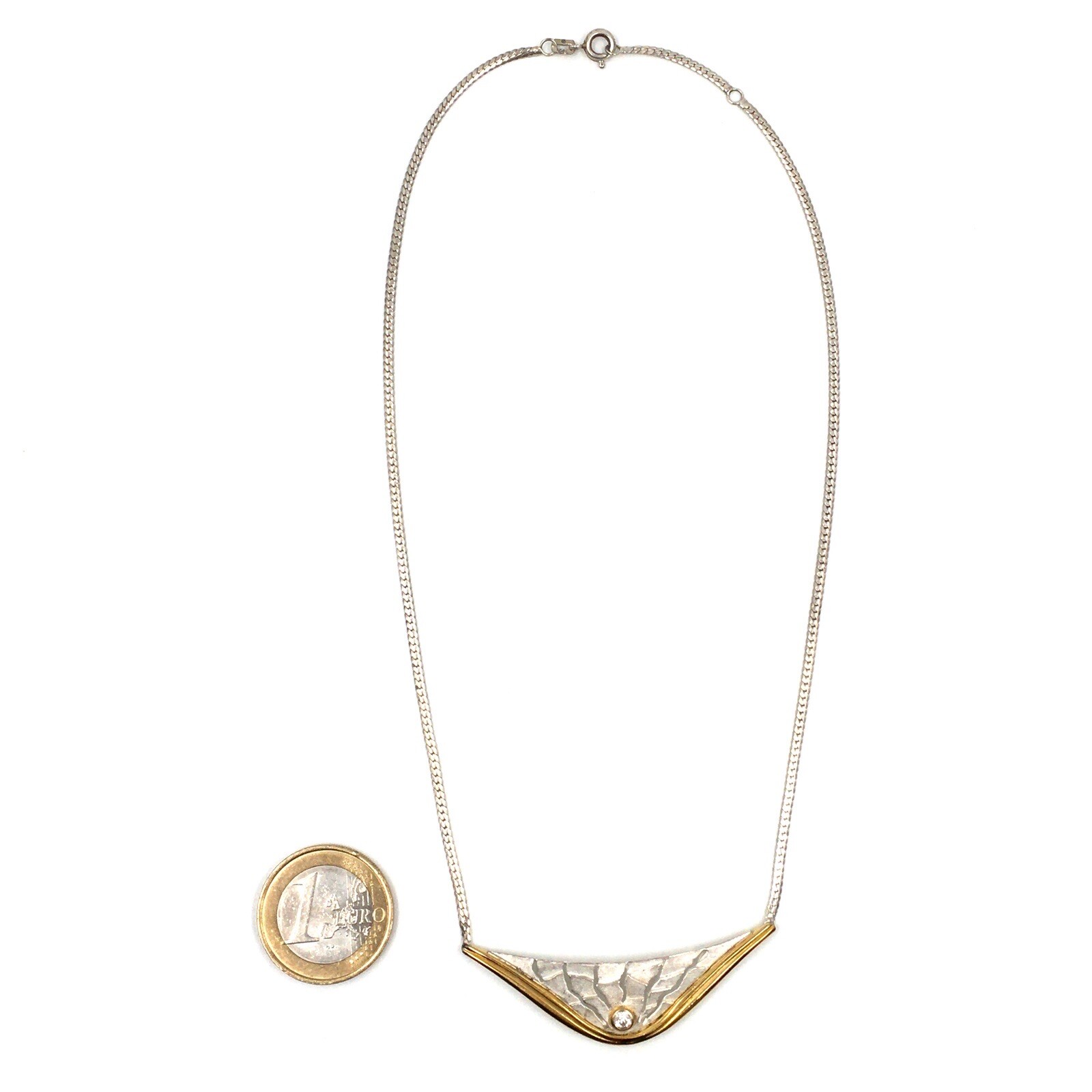 42cm 925 silver necklace choker silver chain vintage jewelry some gold plated