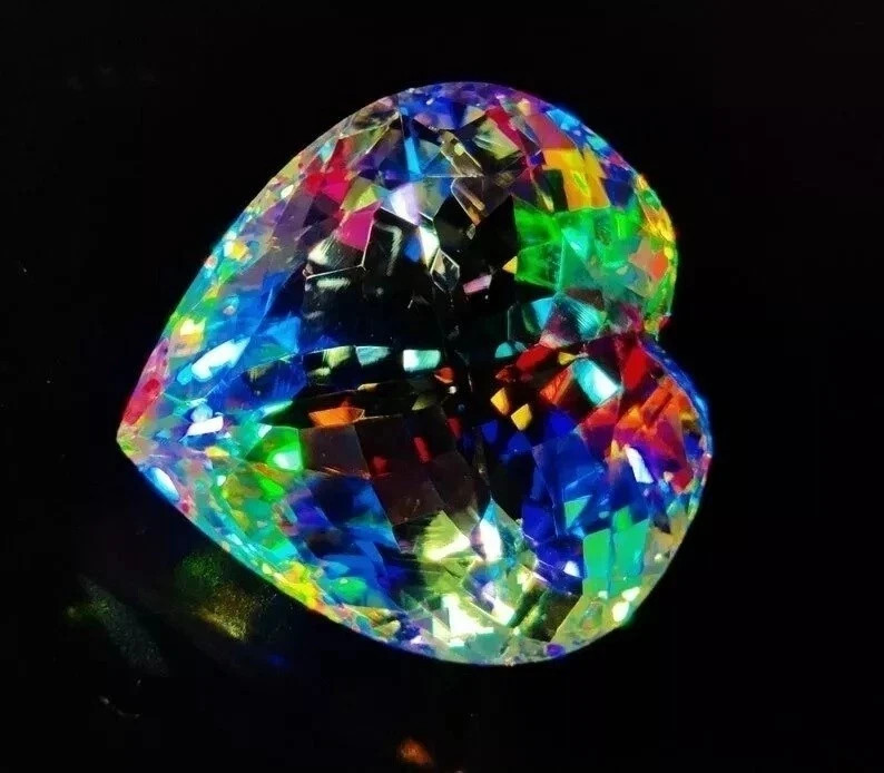 Mystic Gemstone Heart Cut 65 Ct Rainbow Color Certified Loose Stone
