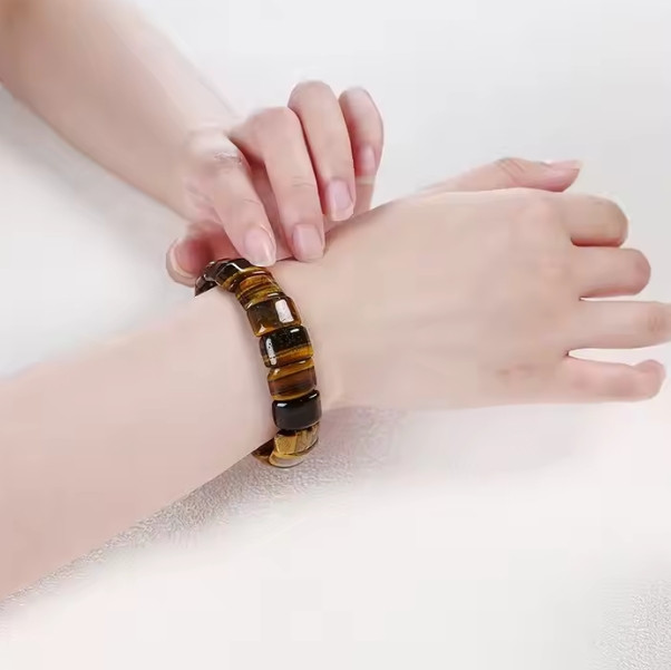 Tiger Eye Bracelet Bangle Stone Bead Crystal Women Men Women Stretch Jewelry