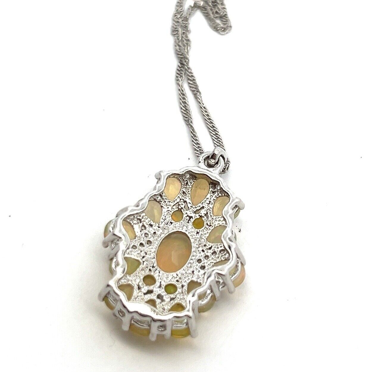 BBJ Bangkok SS, Ethiopian Opal White Topaz Accent 18”-20” Adjustable Necklace