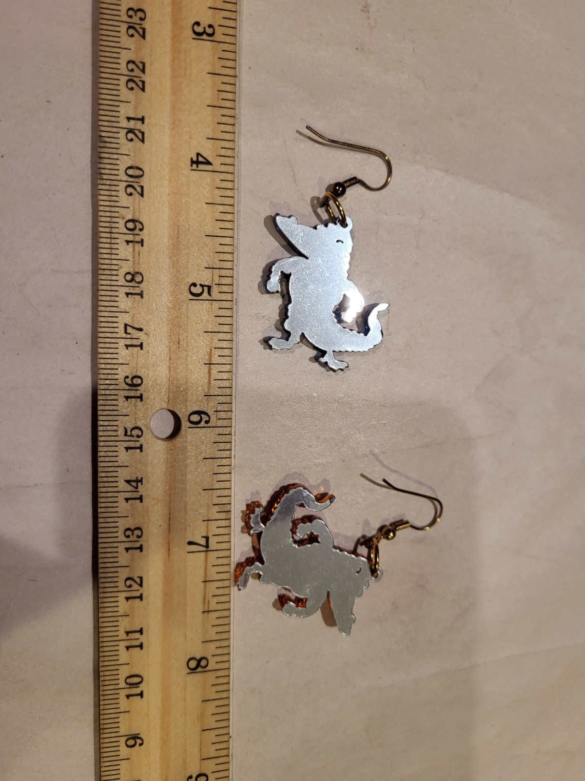 Lot of 2 Custom Earrings – Orange Fishing Bobber Logo & Red/Blue Alligator Drops
