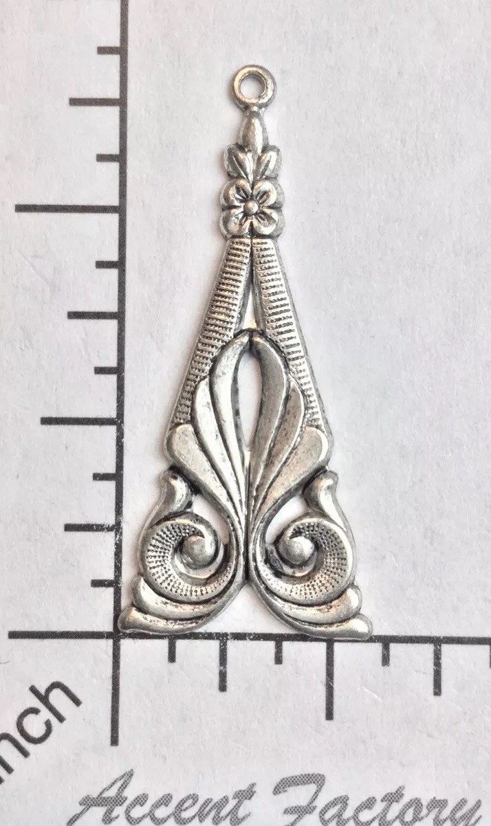 26534 – 4 Pc Victorian Dangle Jewelry Finding Matte Silver Oxidized