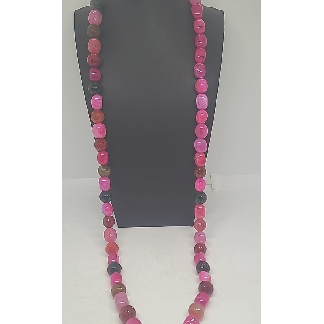 Jay King Necklace Pink Passion Feldspar Beaded Gemstone Strand Mine Finds 34″