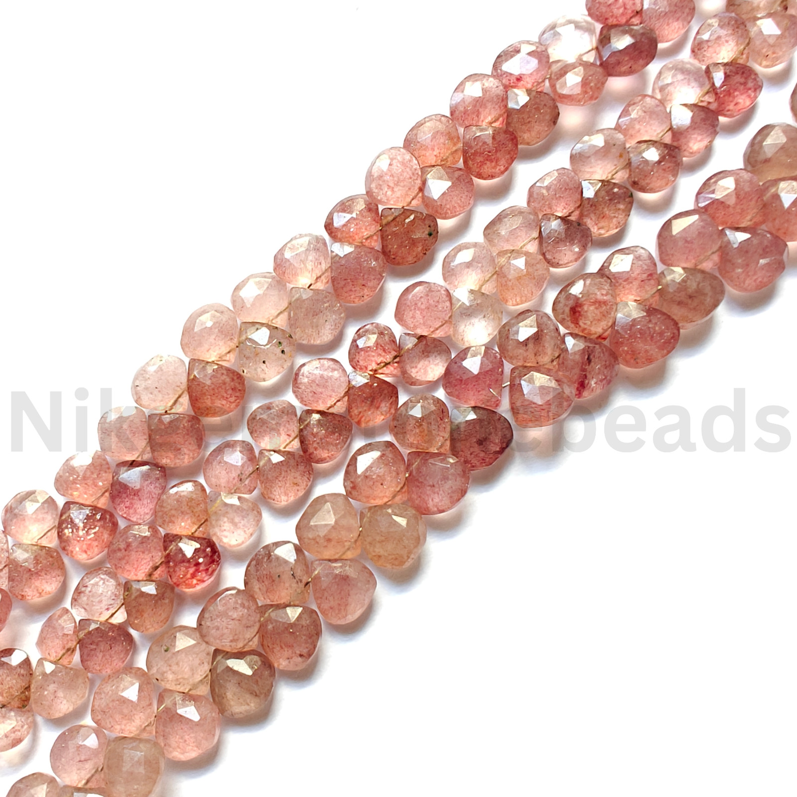 Natural Red Strawberry Beads, Briolette Faceted Heart Cut Stone, 8.00-9.50 MM.