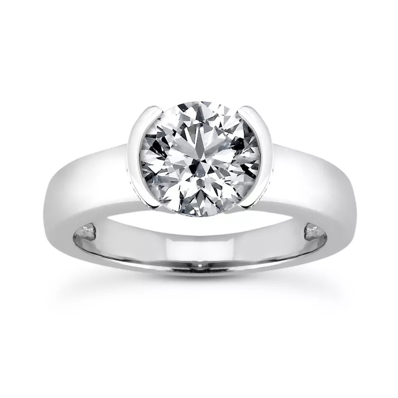 Solitaire Engagement Ring 14K Gold Classic Round 0.57 CT Lab-Grown Diamond E VS1