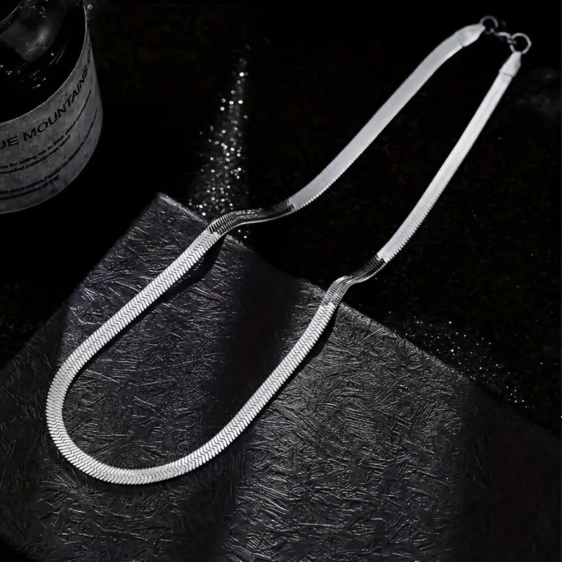 Titanium Steel Flat Snake Chain Necklace Men Women Jewelry For Daily Wear&Party