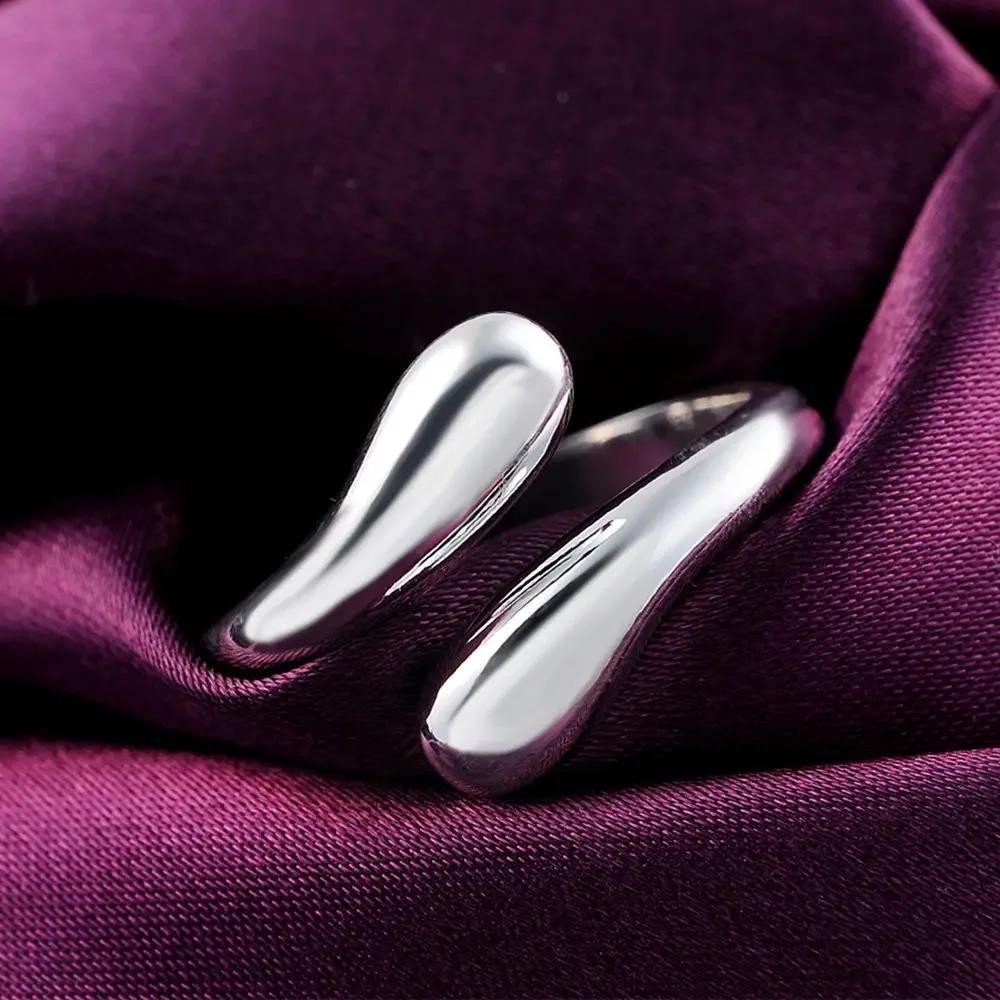 925 Sterling Silver Water Drop Ring for Women Elegant Wedding Party Jewelry