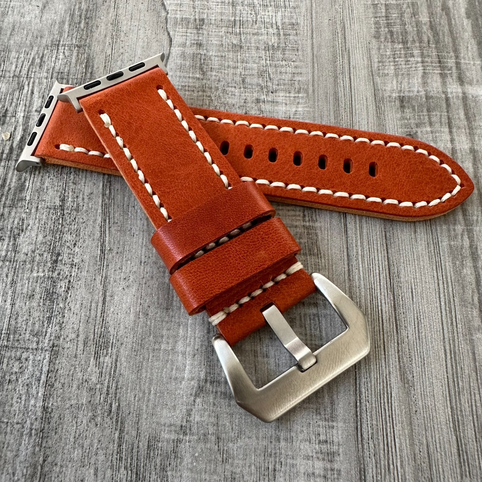 For NEW Apple Watch Ultra 1 2 49mm Dark Orange Leather watch Band Strap