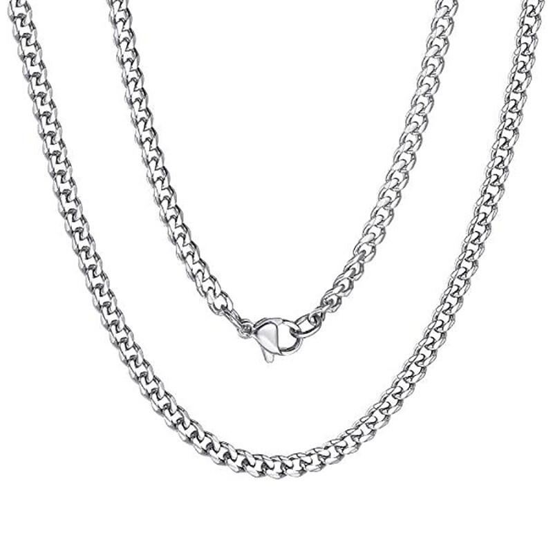 Classy Men 5mm Silver Color Curb Chain Necklace Stainless Steel