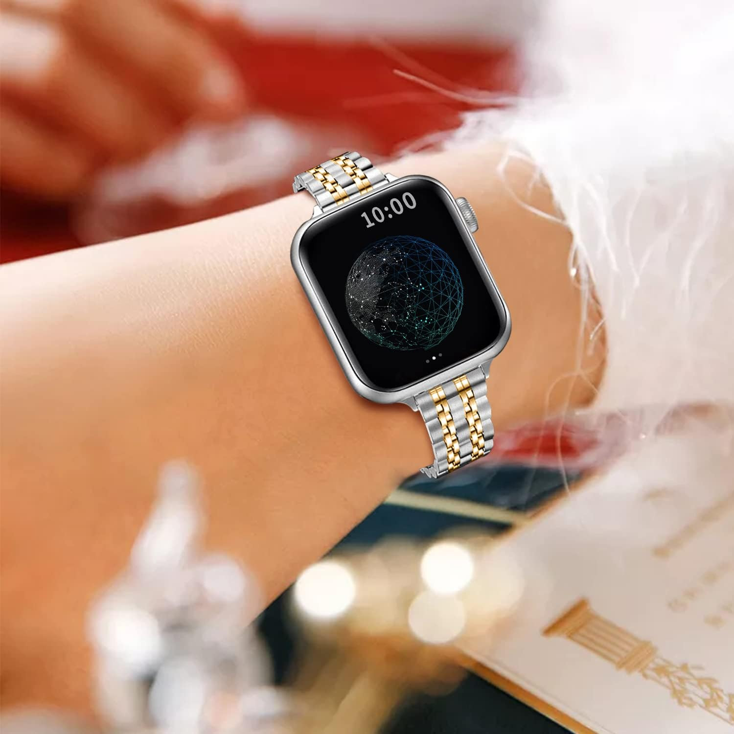 Slim Watch Band Compatible with Apple Watch 41mm 45mm 42mm 44mm 40mm 38mm Metal