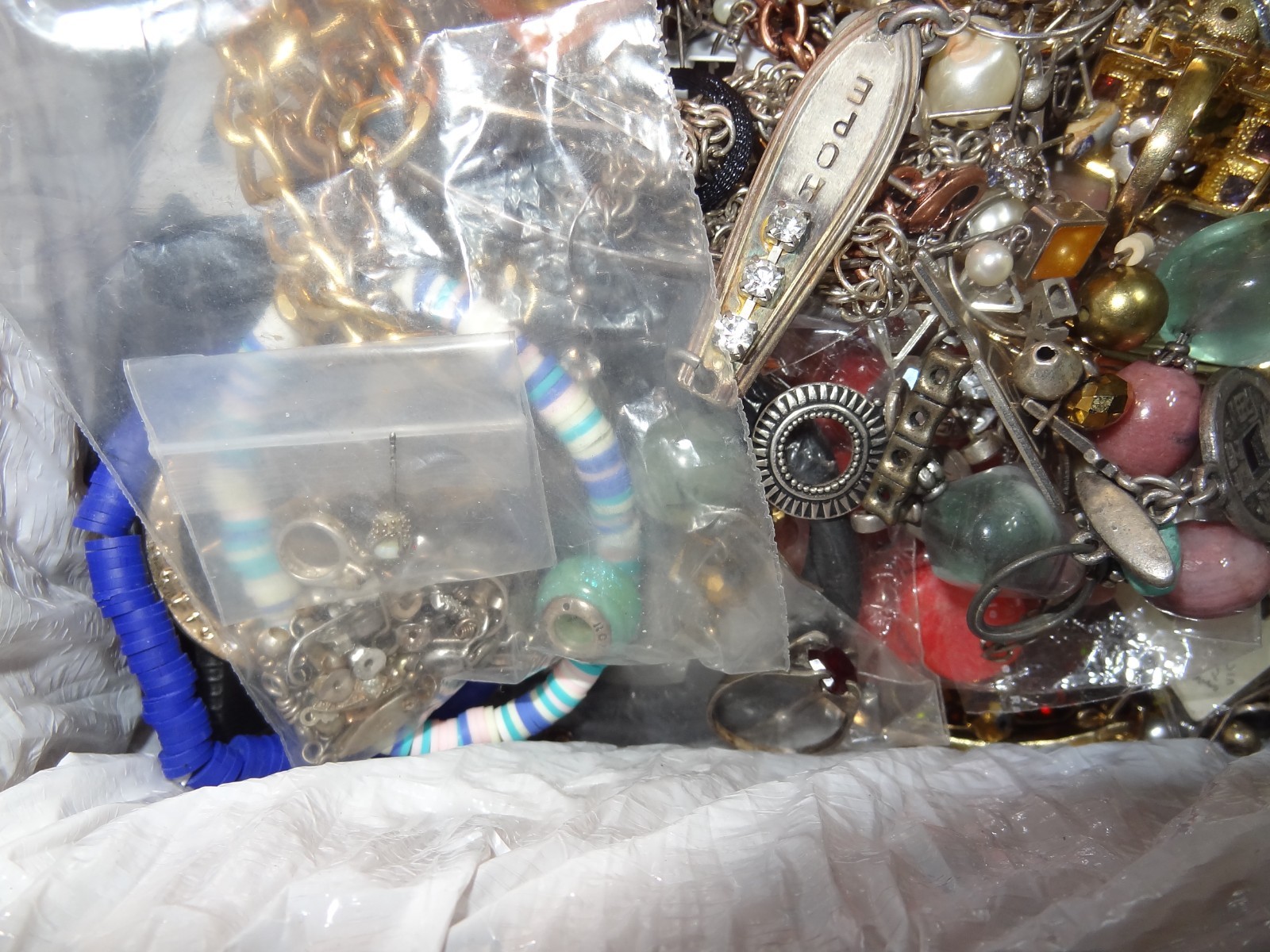 8 + Lbs + Lot Box Vintage / Now Jewelry To Wear/ Repair Or Craft Some 925 Scrap