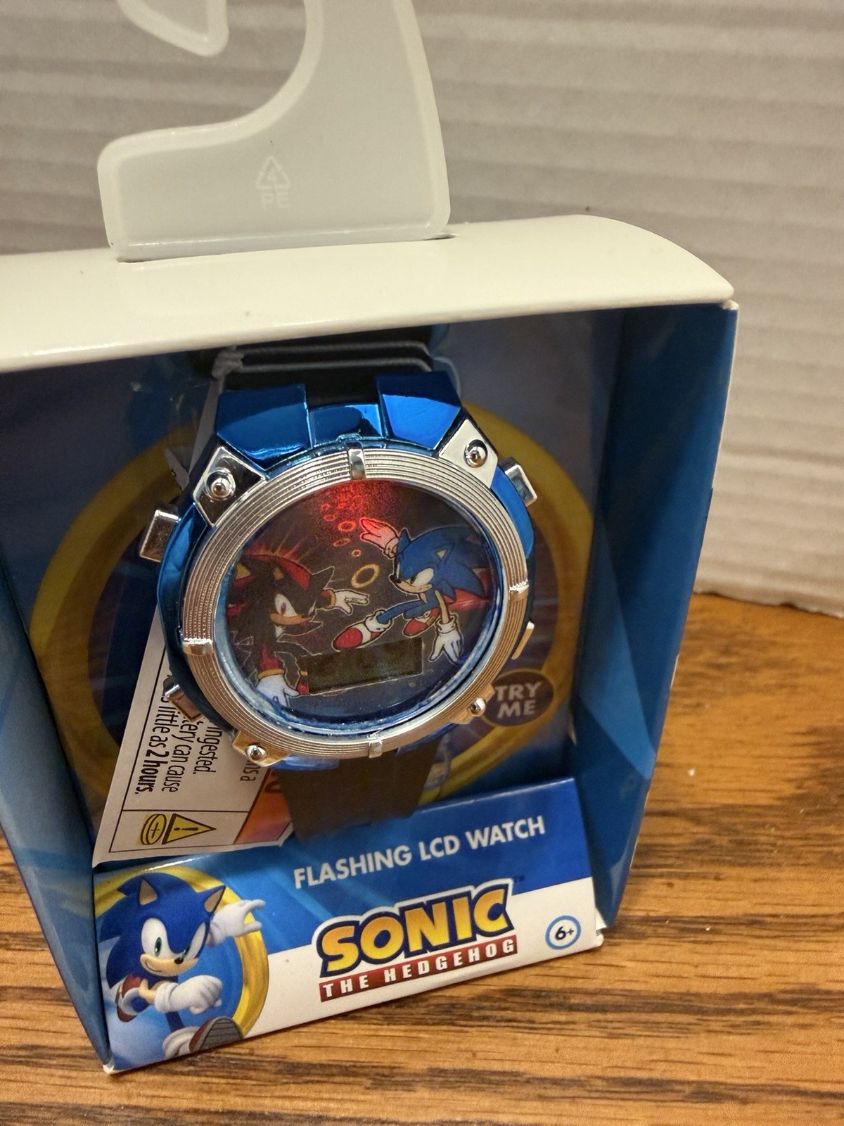 SEGA Sonic The Hedgehog Kids Digital LCD Quartz Watch Black Band w/ Box