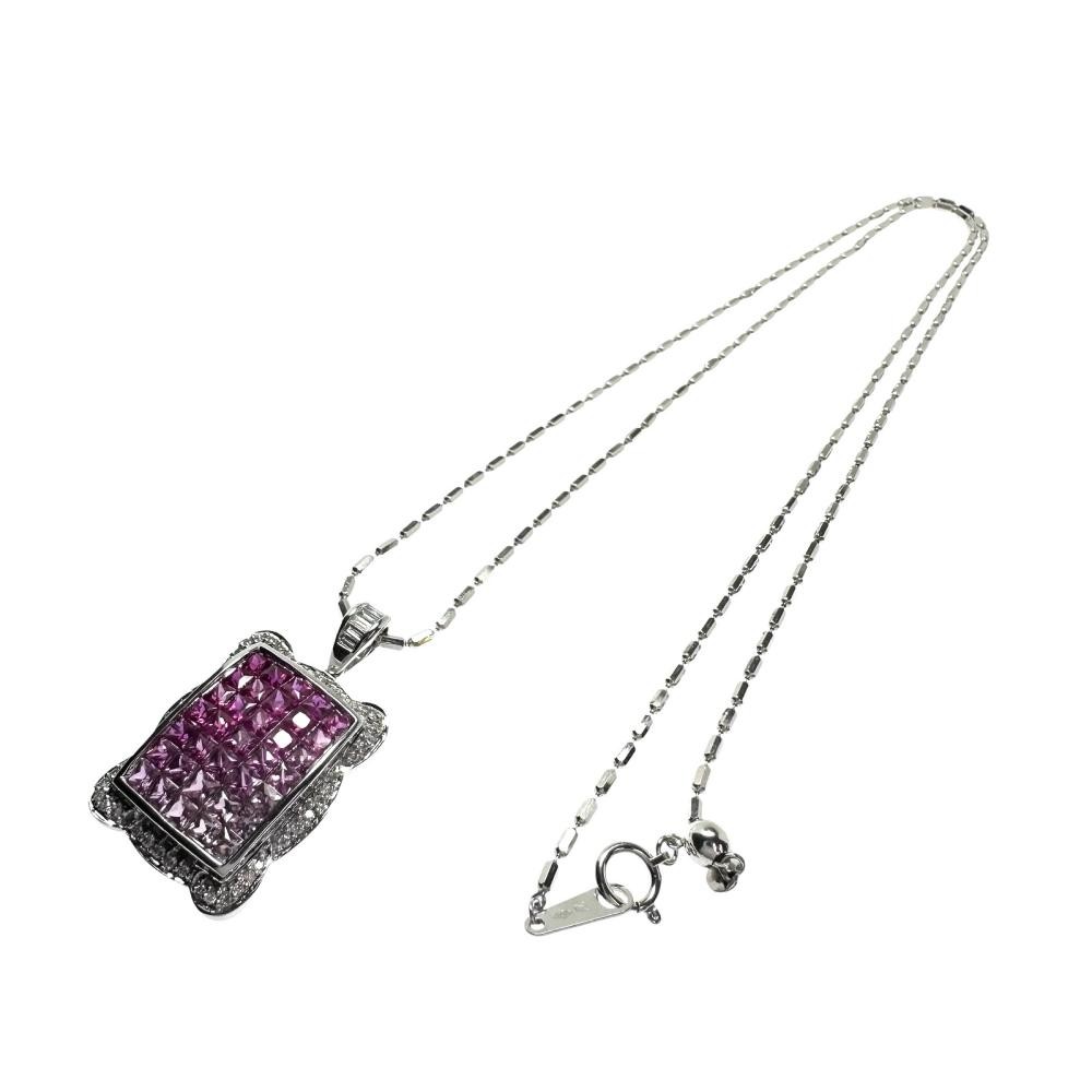 Pink sapphire 1.90ct total Ruby 1.40ct in total diamond 0.25ct in total Neck…