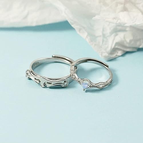 Princess and Knight Couple Ring Promise Love Matching Sets S925 Sterling