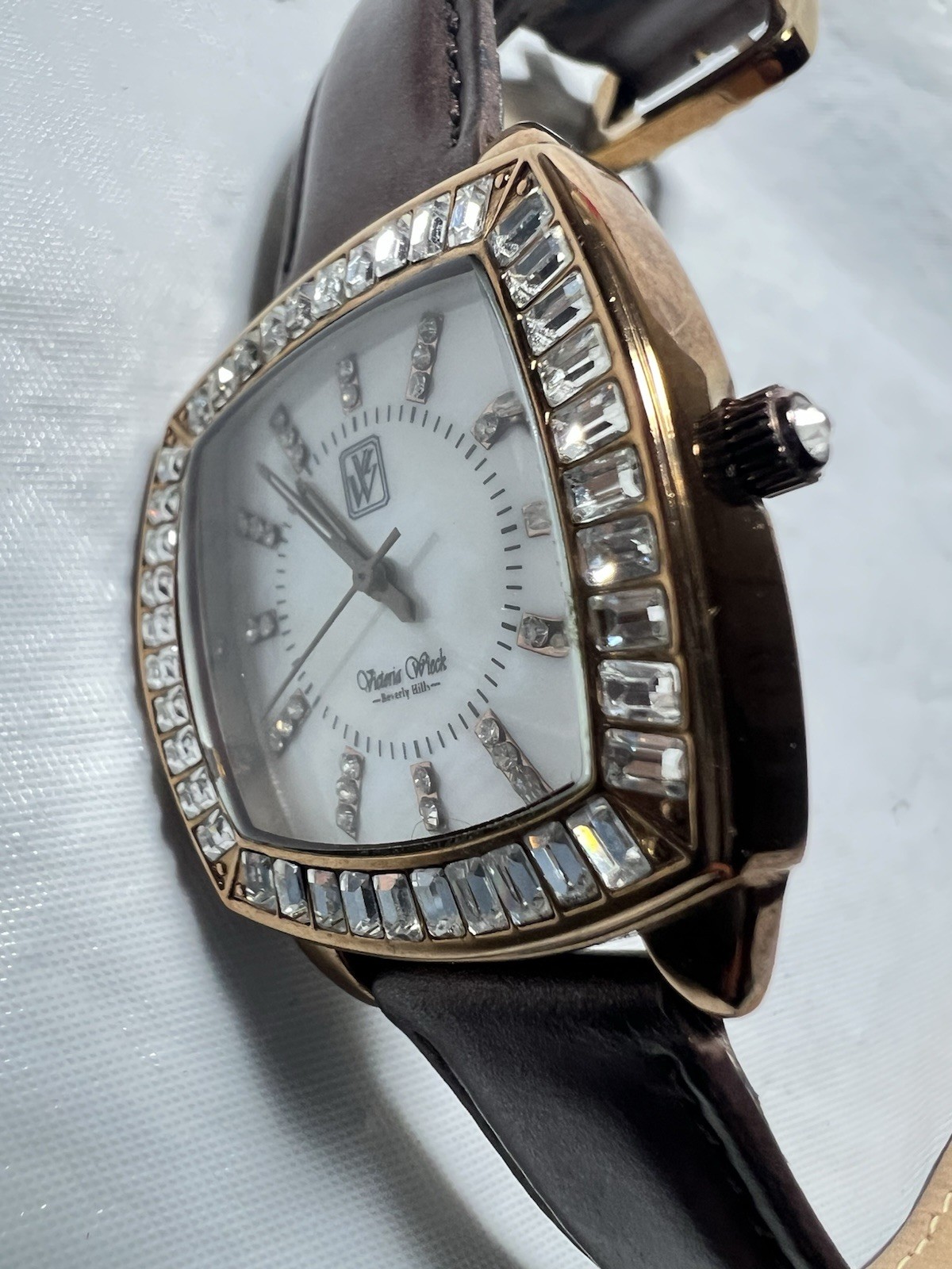 victoria wieck Beverly Hills,B8622, Crystal Studded, mother-Of-Pearl, ladies Wat
