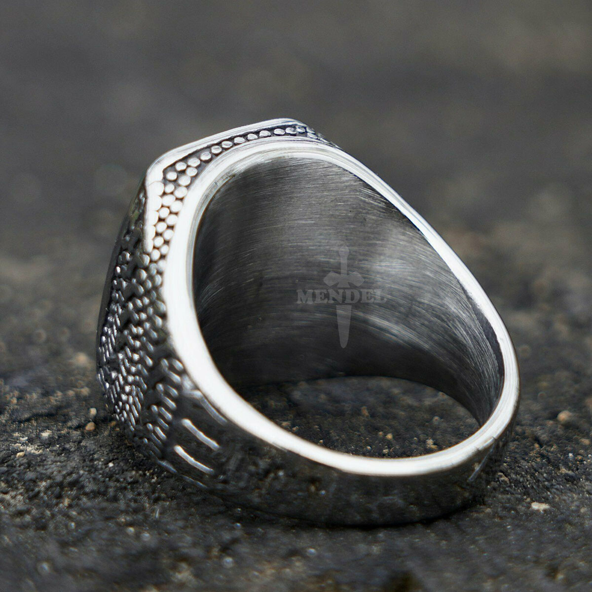 MENDEL Mens Stainless Steel Green Stone Bold Ring For Men Size 7 8 9 10 11 12 13