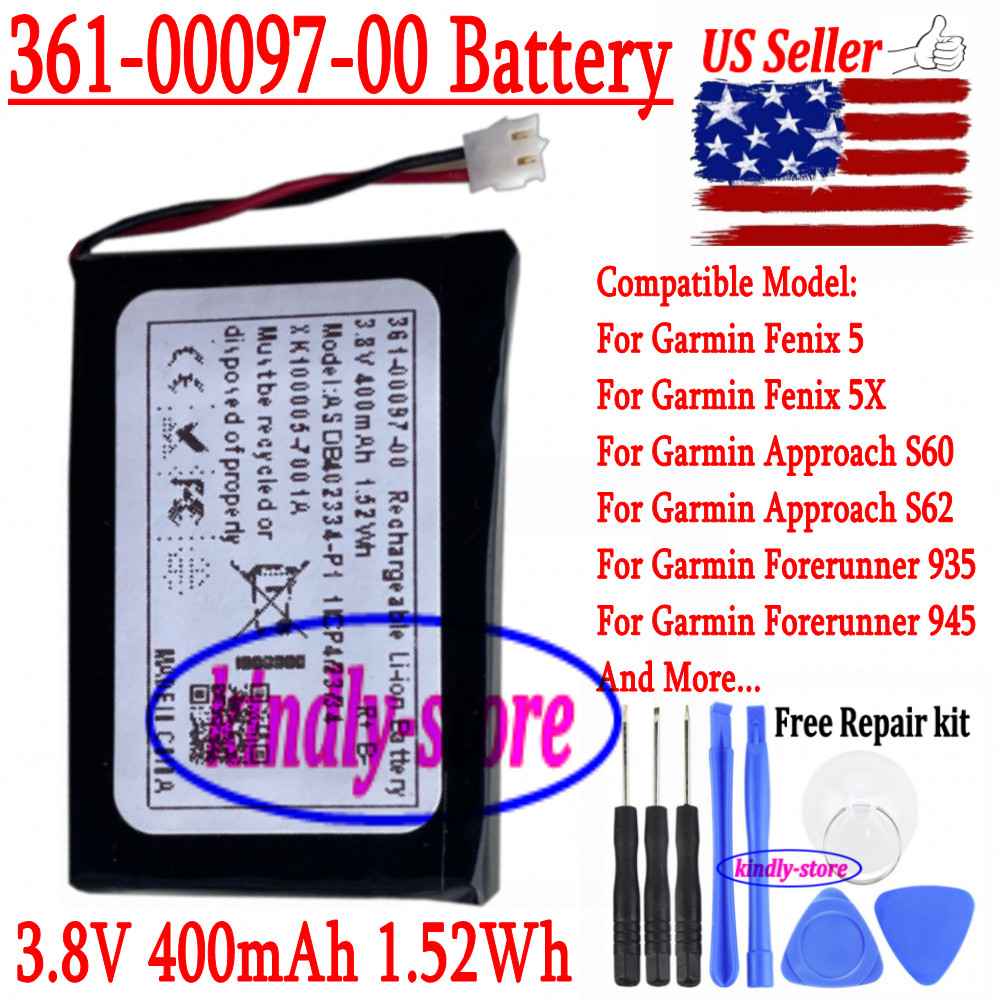 400mAh 361-00097-00 Battery For Garmin Fenix 5/5X&Forerunner 935/945 Appro S60