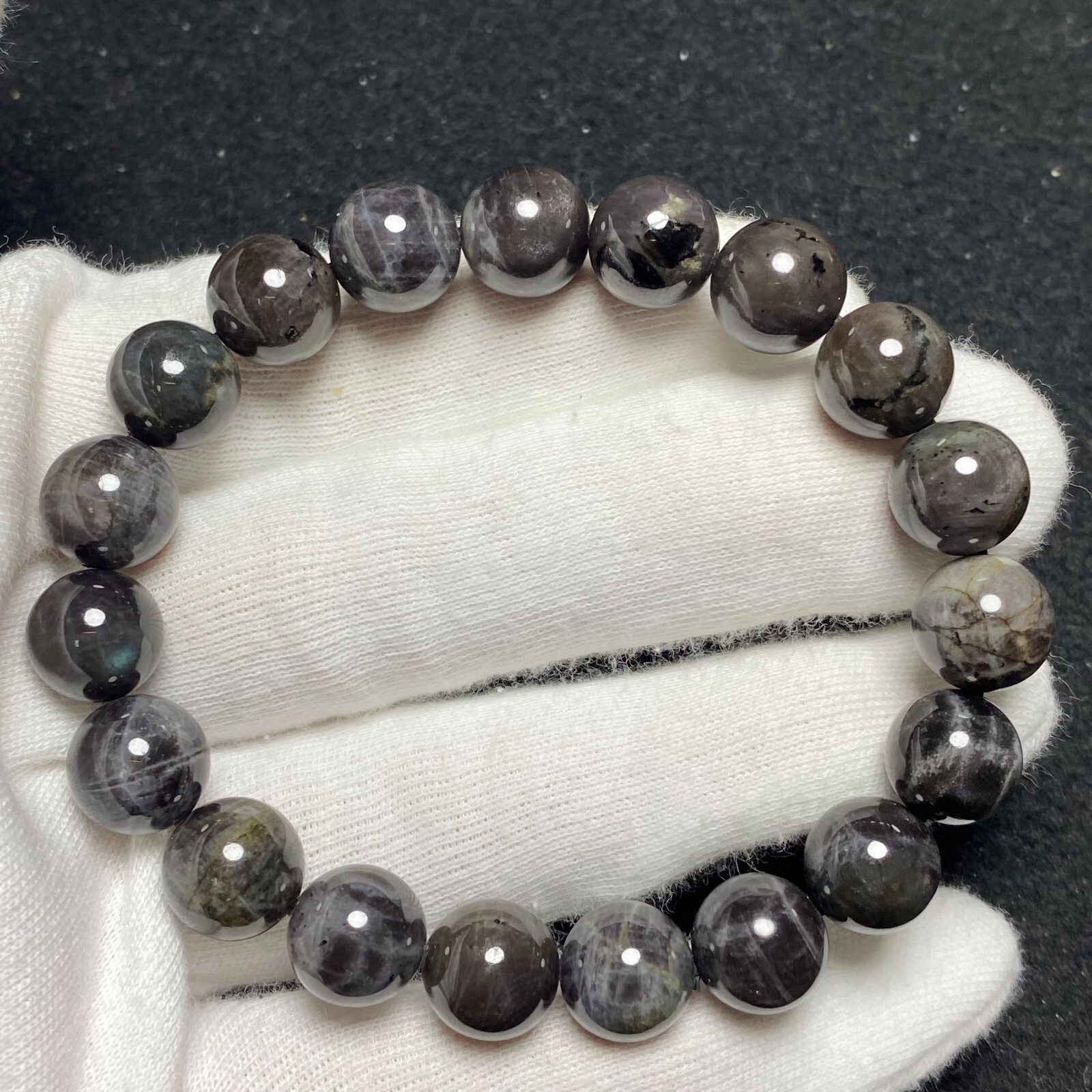 10.6mm Genuine Natural Golden Luck Stone Gemstone Round Beads Bracelet 1549