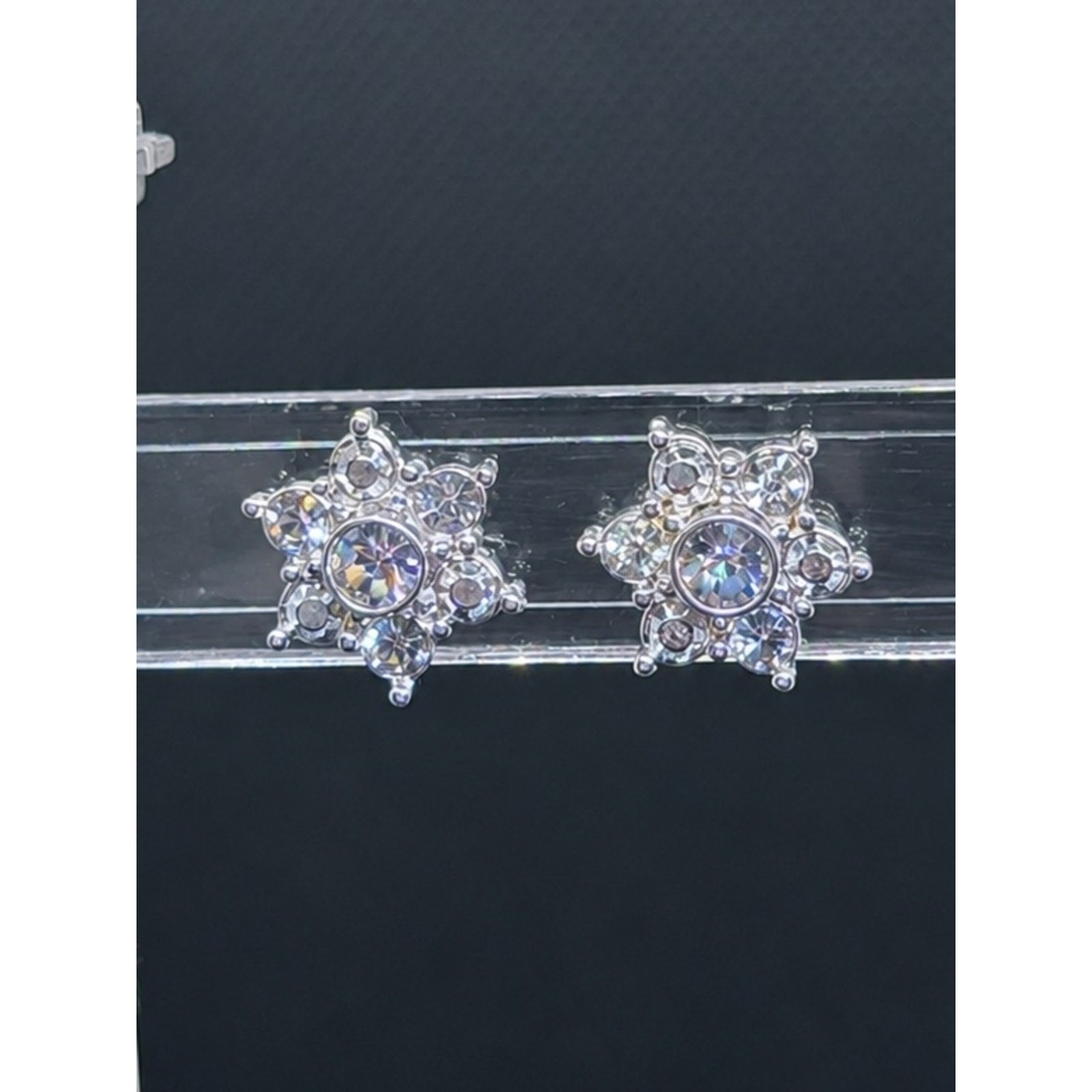 Silver-Tone Crystal Convertible Stud Earrings.