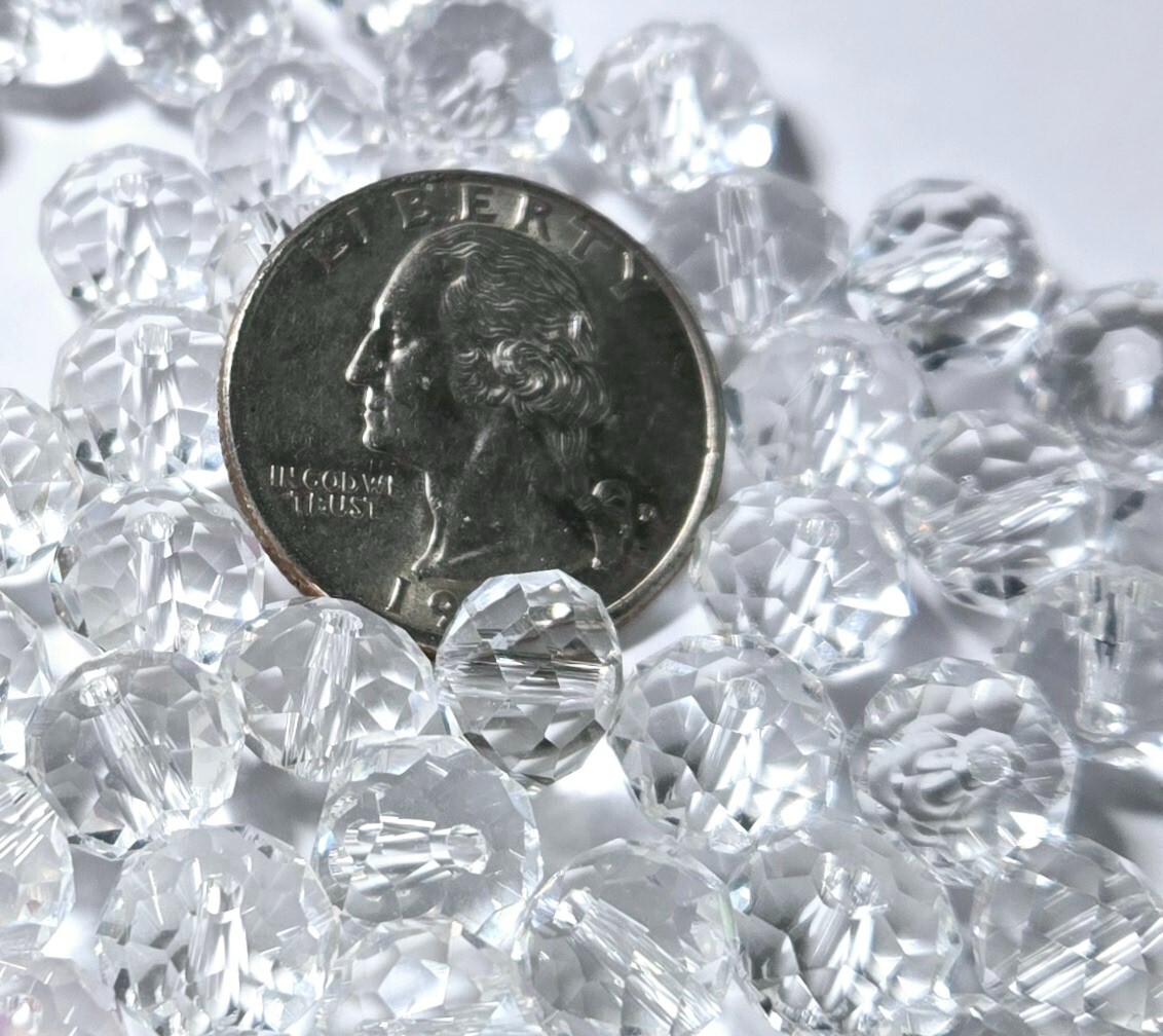 Crystal Beads 6x8mm Beads for Jewelry Making Bulk 180 pcs Clear White Roundelle
