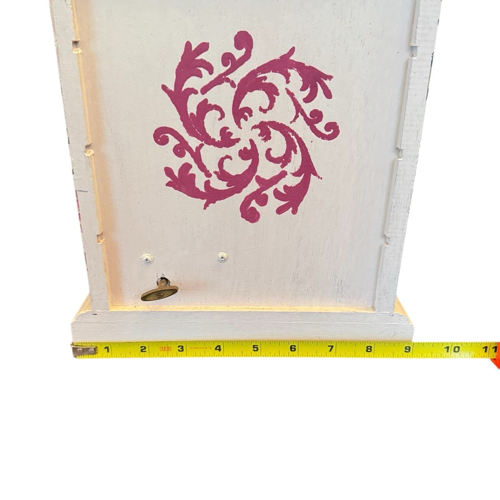 Vintage Musical Jewelry Box Wooden Hand Painted Floral Table Top Chest Organizer