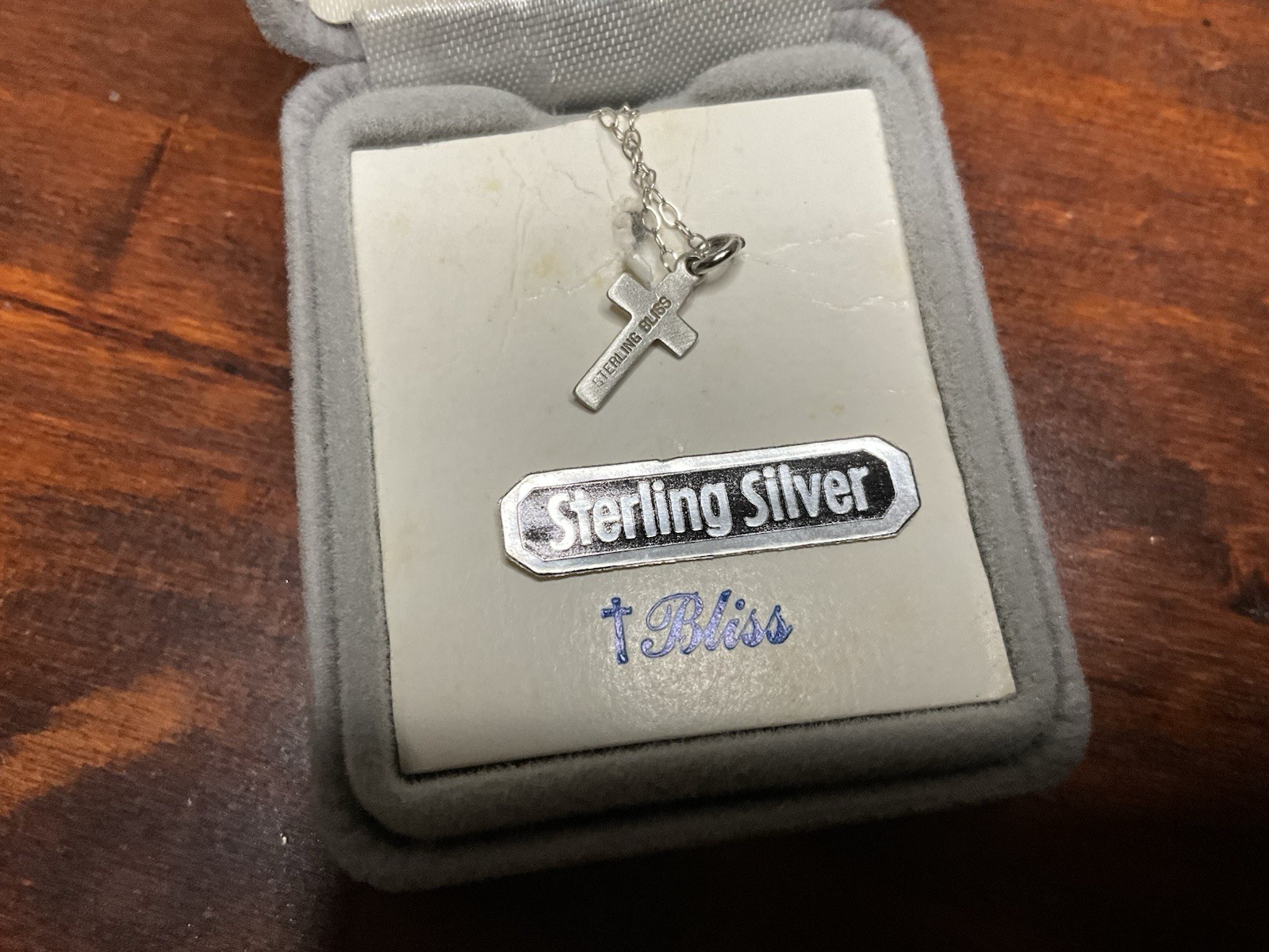 Vintage Bliss Tiny Dainty Crucifix Cross Pendant Necklace~Sterling Silver~Box