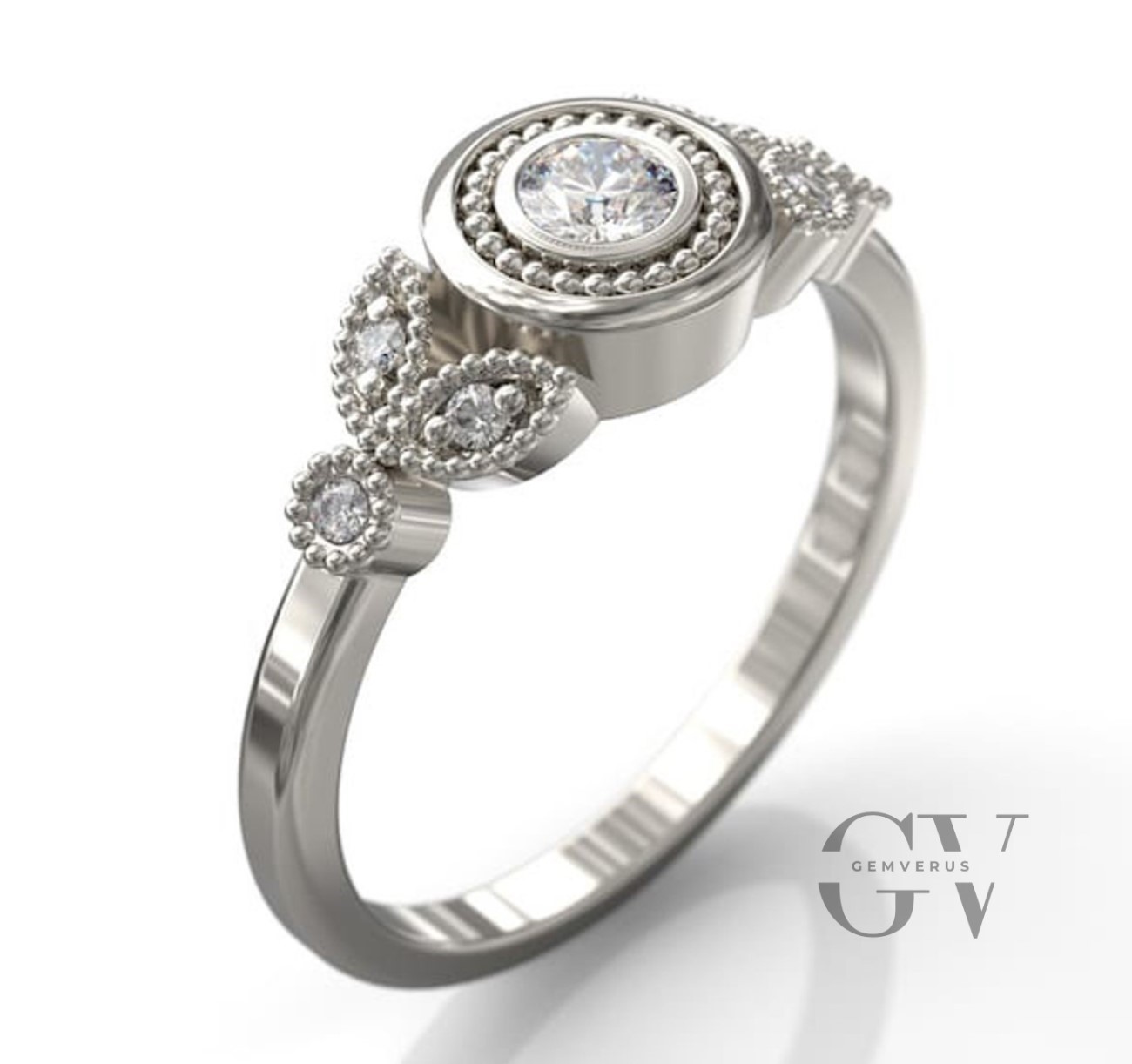 Moissanite Vintage Engagement Ring Solid 14K White Gold 1.60 CT Round Cut VVS1
