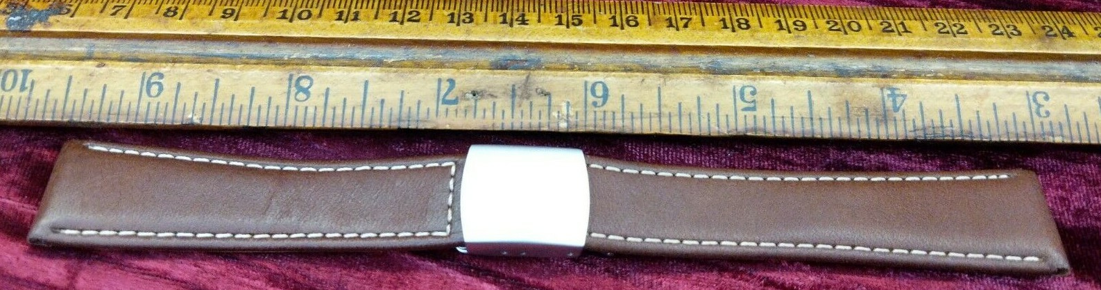 1X NOS Hoders 20mm Leather Dark Brown Stitched Light Padded Wristwatch Band