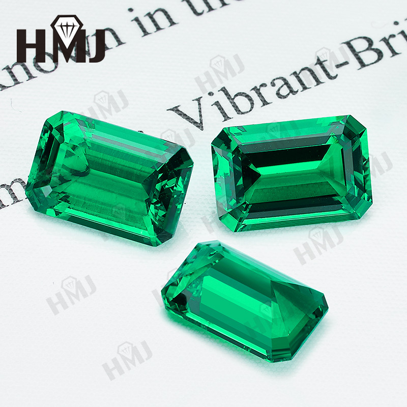 Hand-Cut Lab-Grown Colombian Emerald Emerald Cut Ethical Gemstone AGL Certified