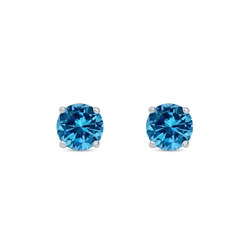 2Ct Round Cut Lab-Created Blue Diamond Women Stud Earring 14K White Gold Plated