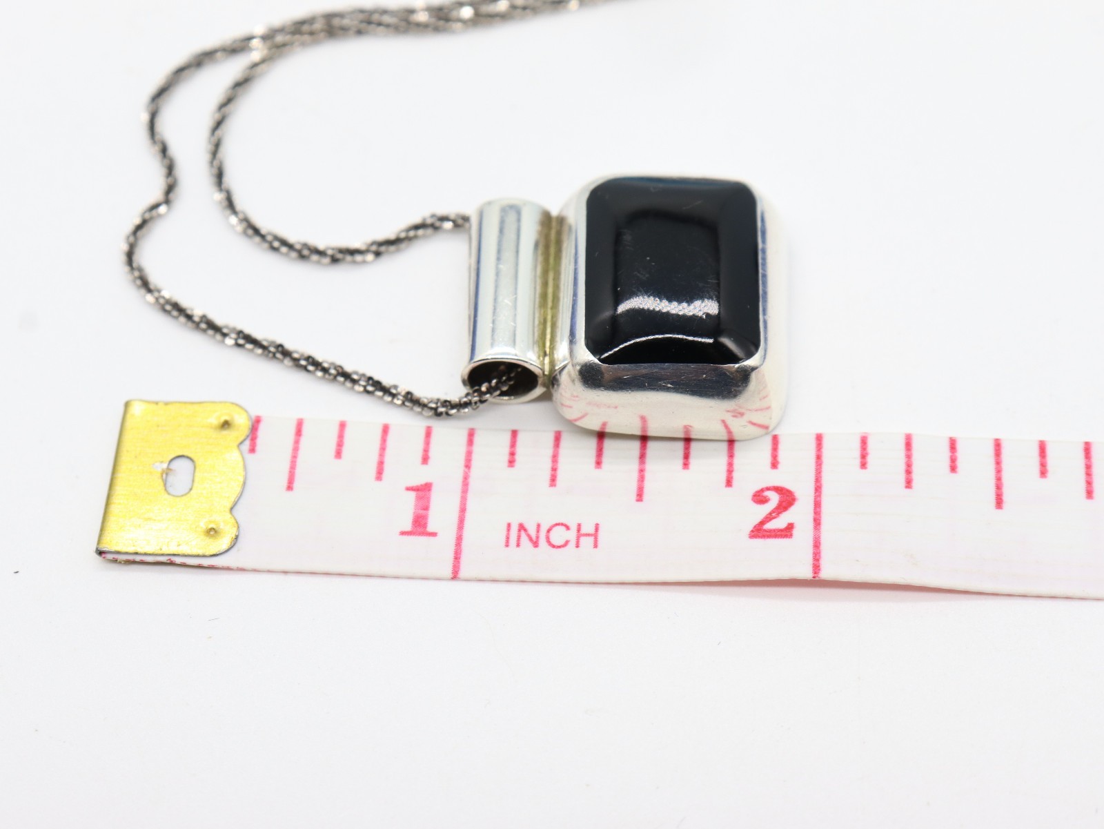 Sterling Black Onyx Pendant 24.5″ Antique Black 1.5mm Rope Necklace 12.70gr