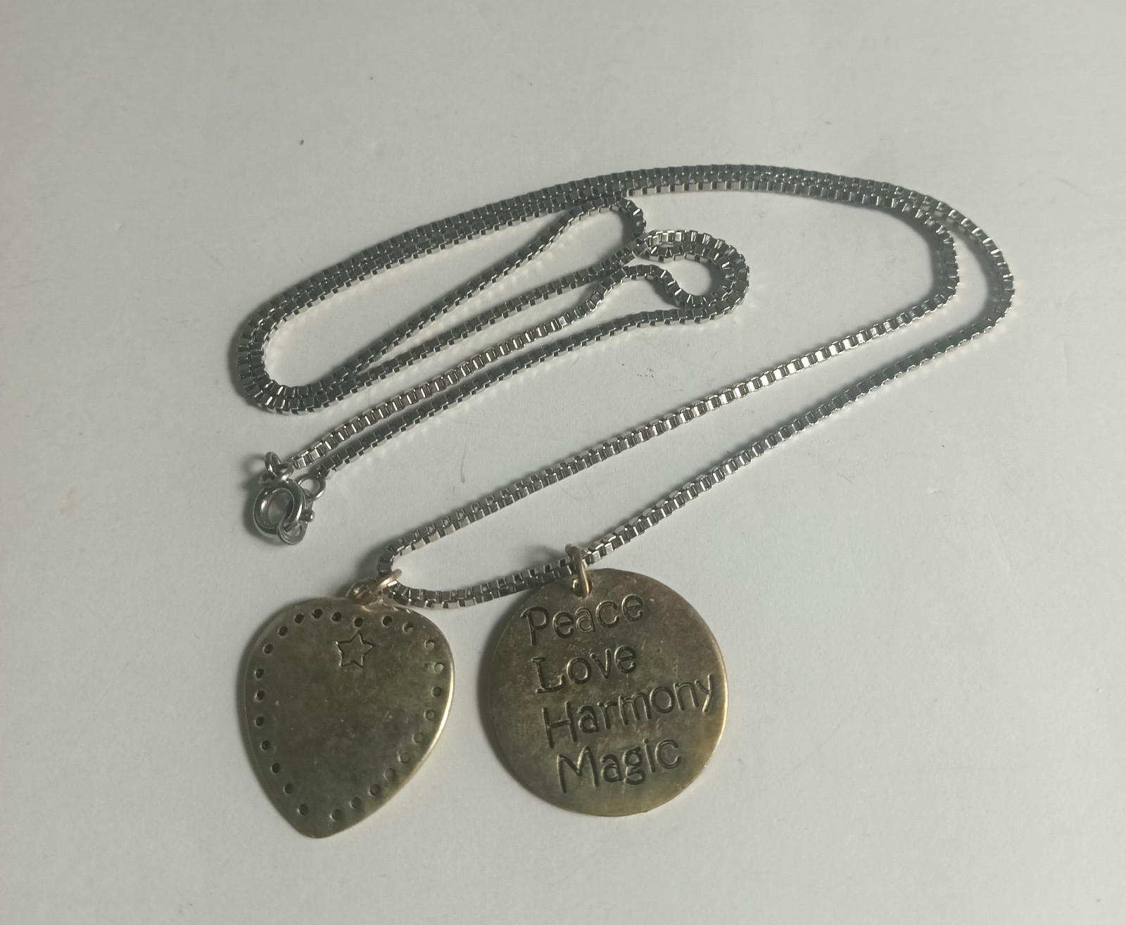Sterling Silver Peace Love Harmony Magic and Heart with Star Charm Pendants