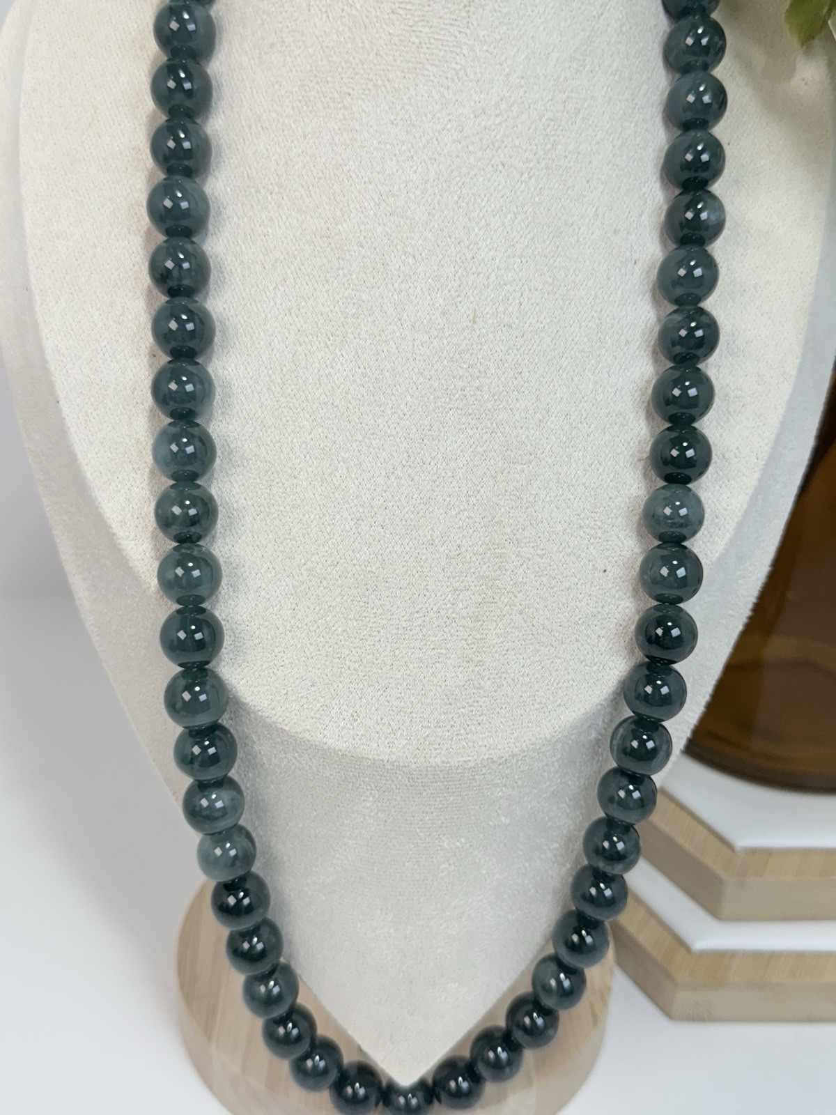 Blue Water Jade 26IN No Closure Bead Necklace 11.8MM