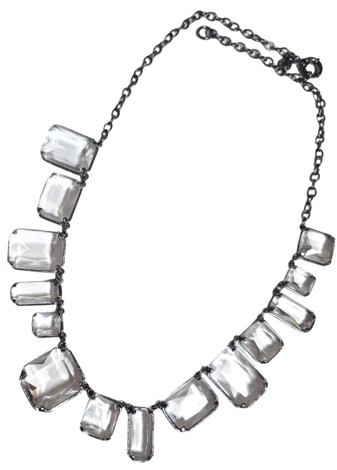 J.Crew Faceted Crystal Statement Necklace Crystal Hematite-Tone Plated Brass