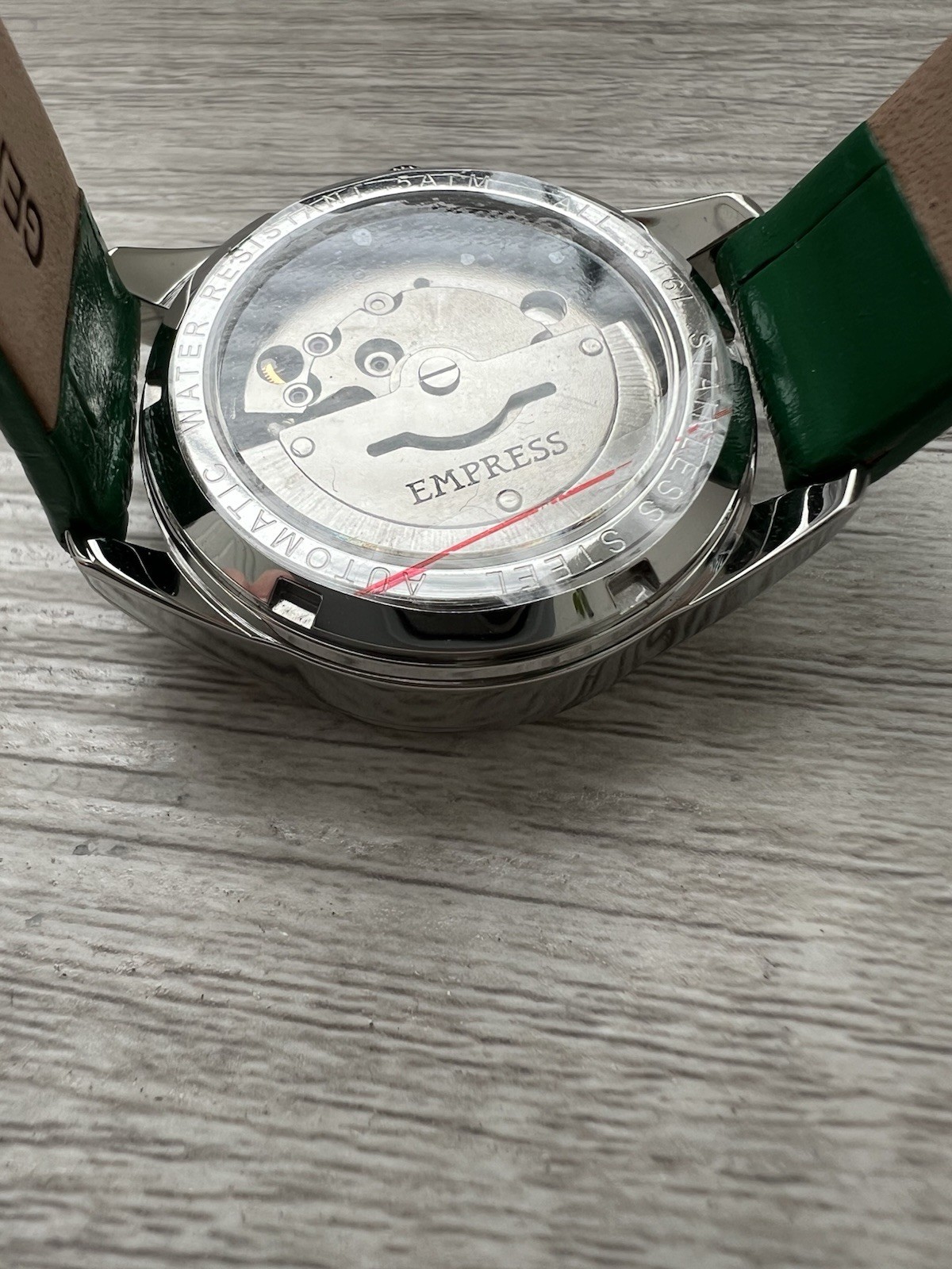Empress Beatrice Ladies Automatic Green Dial Leather Watch EMPEM2002 – New
